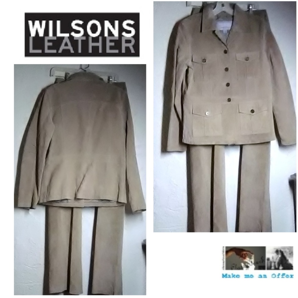 Wilsons New Tan Suede Leather Pant Suit Size 12